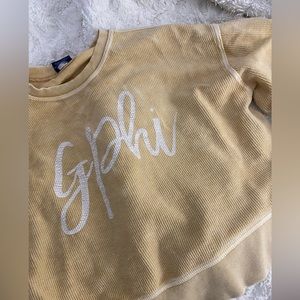 Yellow Gamma Phi Charles River Corded Crew Sweatshirt  EUC Medium
